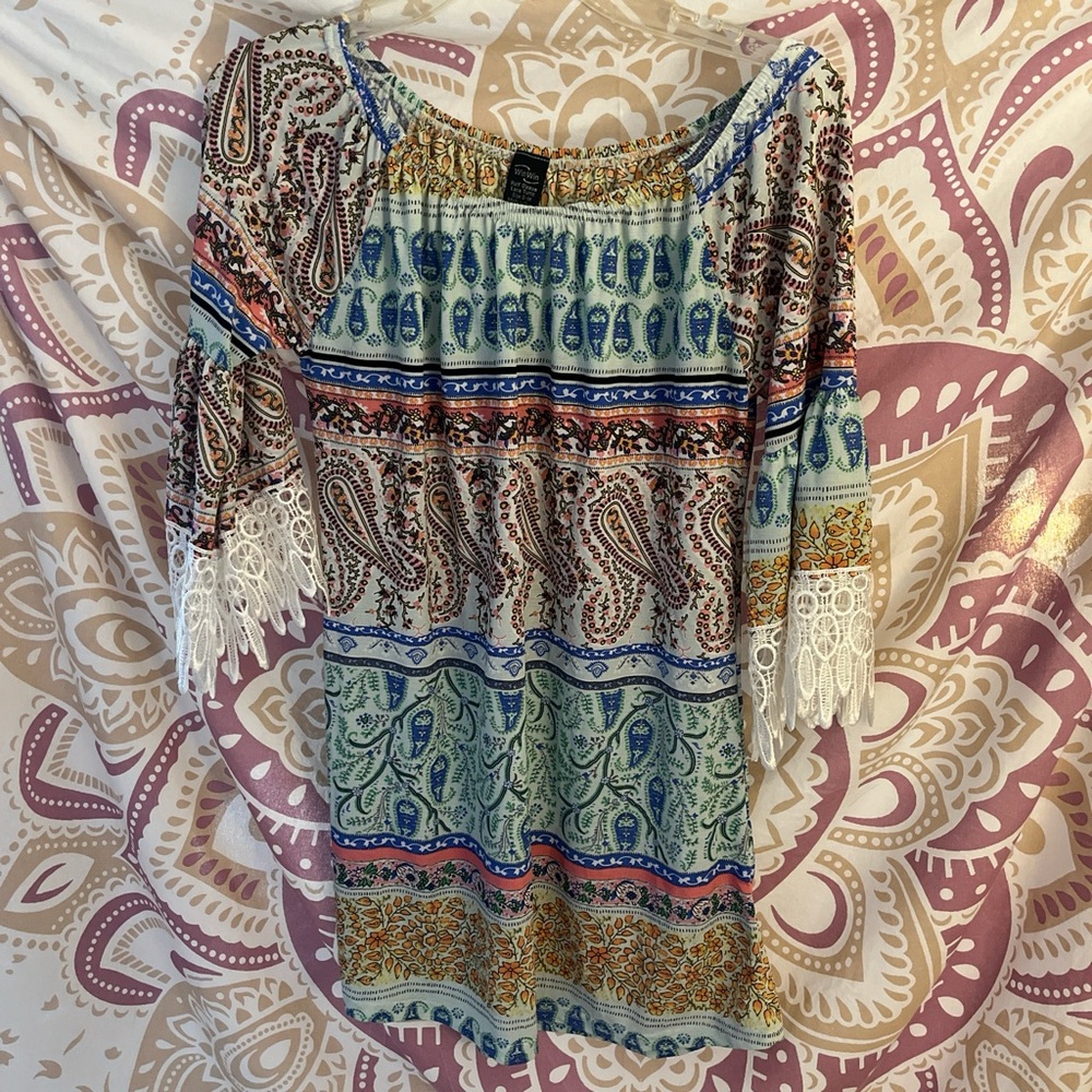 Bohemian Multicolor Off-Shoulder Top